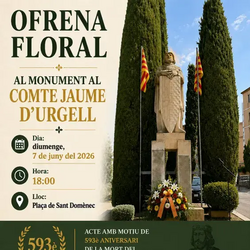 Ofrena floral al monument al Comte Jaume d'Urgell