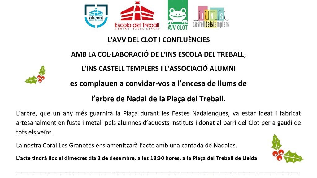 Encesa de l'arbre de Nadal a la Plaça del Treball