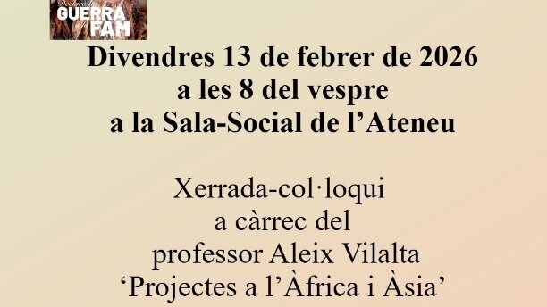 Sopar solidari de Mans Unides i xerrada 'Projectes a l'Àfrica i Àsia' a càrrec del professor Aleix Vilalta