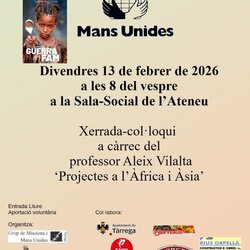 Sopar solidari de Mans Unides i xerrada 'Projectes a l'Àfrica i Àsia' a càrrec del professor Aleix Vilalta