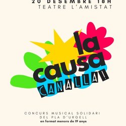 La causa canalla! 1a edició del concurs solidari de músics del Pla d'Urgell en format menors de 19 anys.