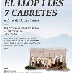 Espectacle de Nadal ' El llop i les 7 cabretes ', a càrrec de Xip Xap Teatre