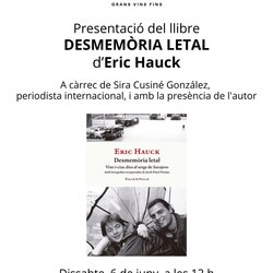 Presentació del llibre 'Desmemòria letal', d'Eric Hauck