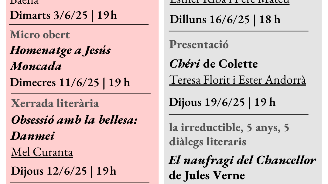 Agenda de juny de la Irreductible