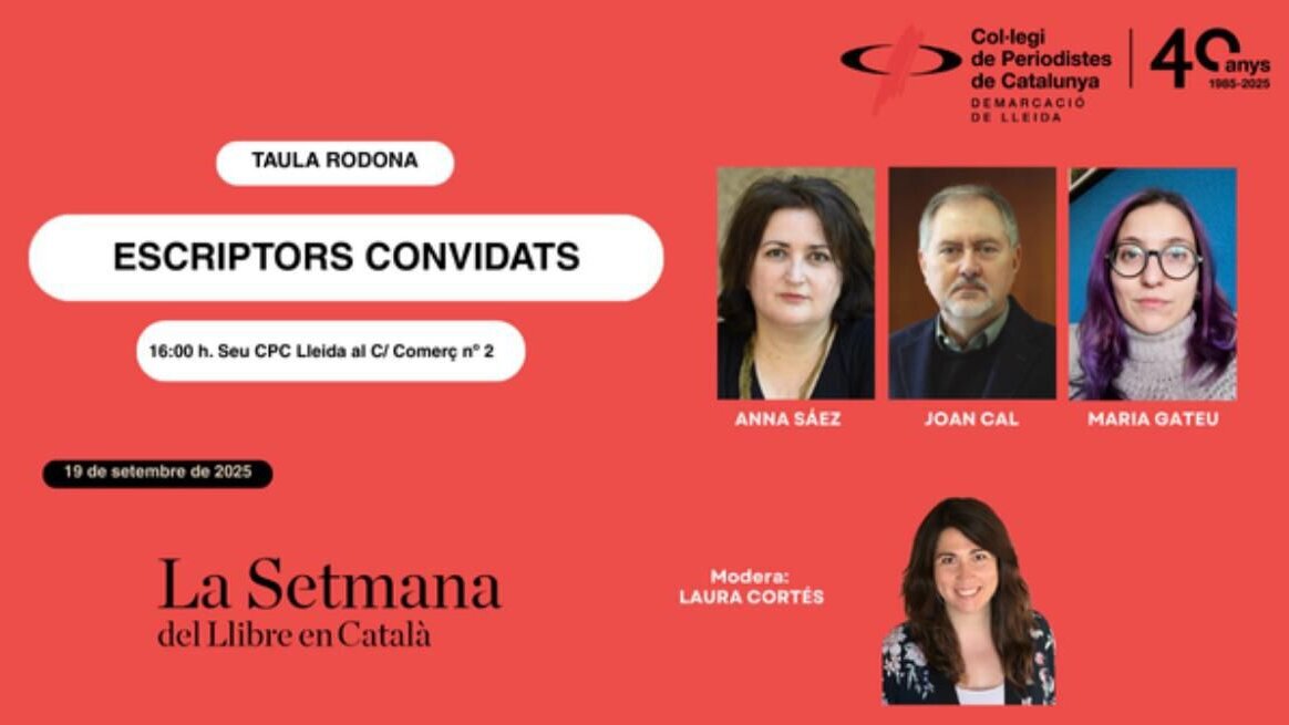 Taula rodona amb els escriptors Anna Sàez, Joan Cal i Marina Gateu
