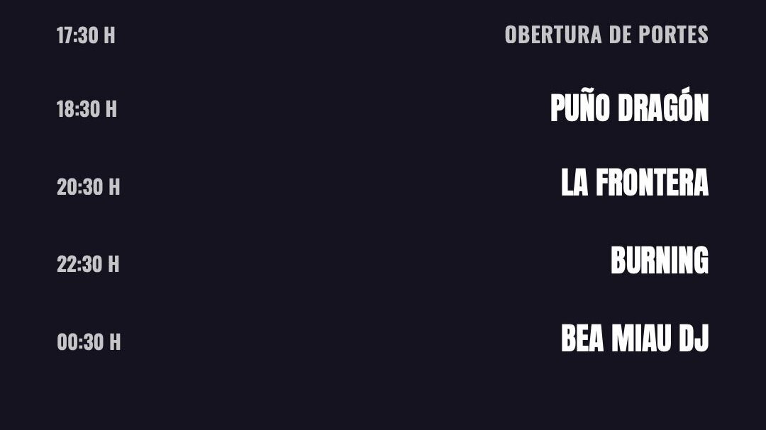Talarn Music Experience amb Burning, La Frontera, Puño Dragón i Bea Miau Dj.